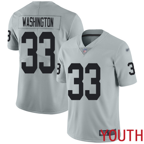 Oakland Raiders Limited Silver Youth DeAndre Washington Jersey NFL Football #33 Inverted Legend Jersey